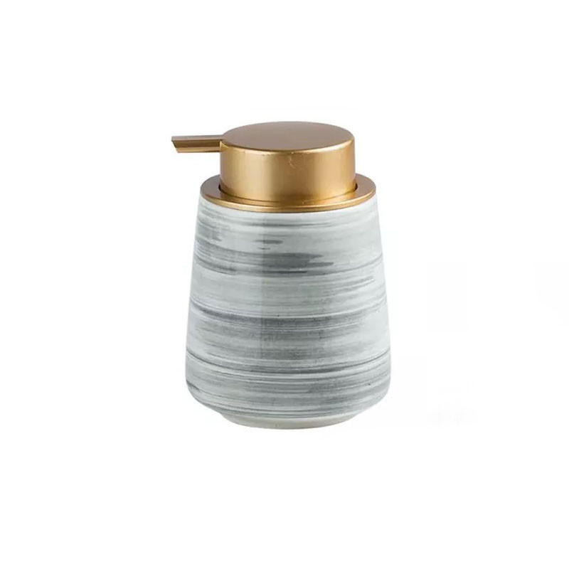 Дозатор керамический для жидкого мыла, моющих средств Bathlux 400 мл, для ванной и кухни Серый Каменец-Подольский - изображение 1