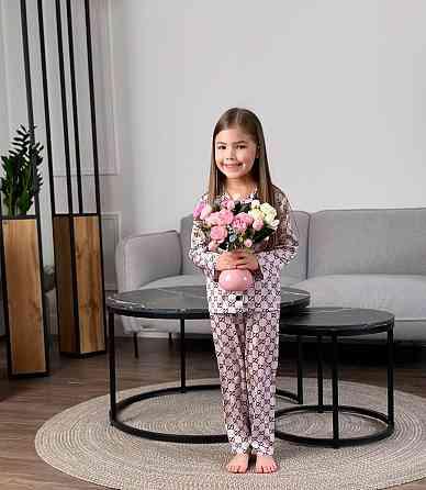 Дитяча піжамка із сатину Гуччі Пудровий 154-158 Харків