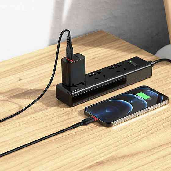 Кабель HOCO X59 USB - Lightning 2.4A, 1m, нейлон, TPE конектори, колір чорний 6931474744869 Одеса