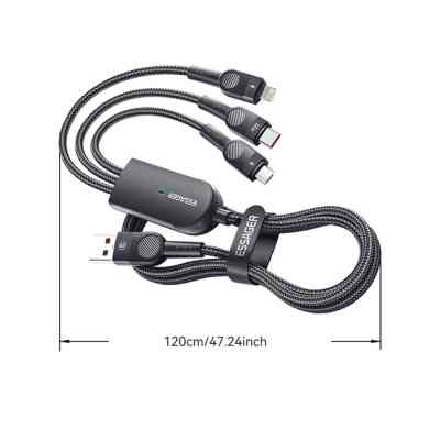 Дата кабель USB 2.0 AM to Lightning + Micro 5P + Type-C 1.2m 66W black Essager (EXCMTL-XJ01) Вінниця