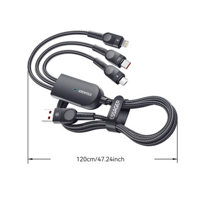 Дата кабель USB 2.0 AM to Lightning + Micro 5P + Type-C 1.2m 66W black Essager (EXCMTL-XJ01) Вінниця - фото 2