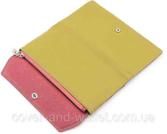 Жіночий шкіряний гаманець Sergio Tadei sb42 Colorful Line (yellow and pink) Київ