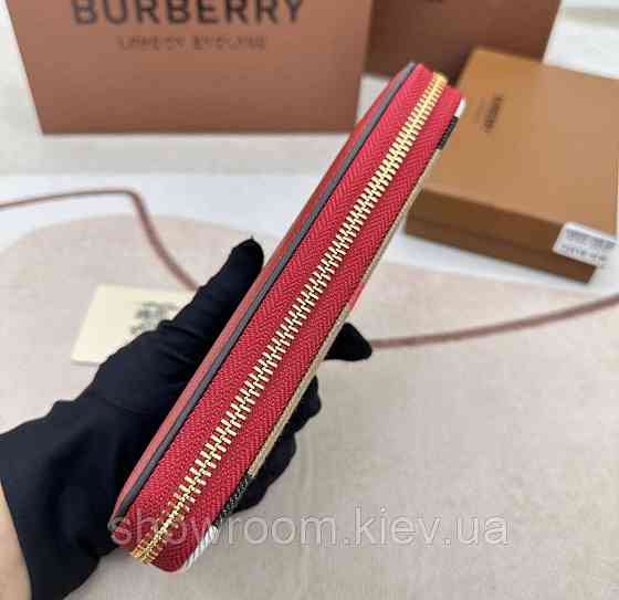 Жіночий шкіряний гаманець на блискавці Burberry (3341) red Київ