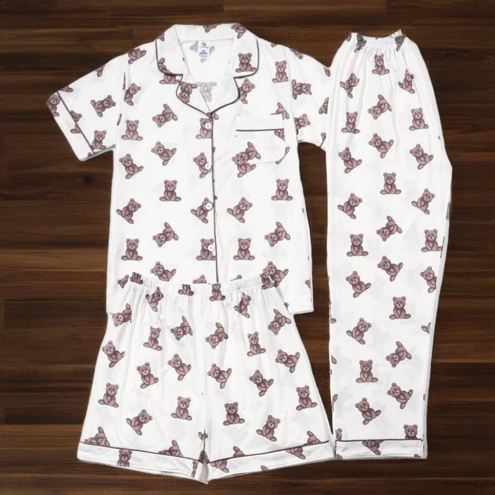 Жіноча ніжна піжама-трійка з милими ведмедиками з бавовни 48 Одеса - фото 6