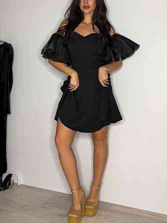 Женское романтическое мини платье с пышным рукавом костюмка + органза 44/46 Одесса