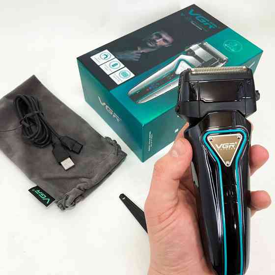 Электробритва портативная VGR V-333 шейвер для бритья бороды и усов с аккумулятором. Цвет: черный NG-52 Львов