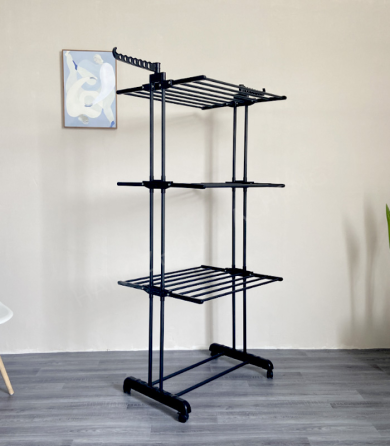 Складная вертикальная сушилка для белья (72 × 64 × 170 см) 3 уровня + 1 для обуви, Черная Киев