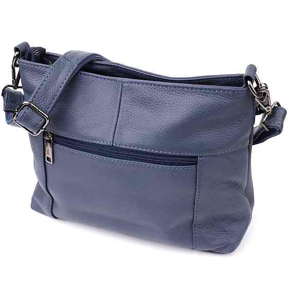 Практичная женская сумка на два отделения из натуральной кожи Vintage 23016 Синий Киев