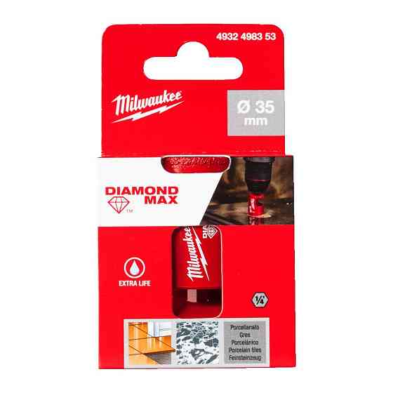 Коронка алмазна Diamond Plus/Max MILWAUKEE, диаметр 35,0мм (1/4' Hex) (сверление с водой) Одесса