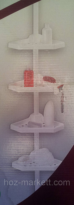 Полиця у ванну кутова на пластиковій трубі — розпірці Харків - фото 5