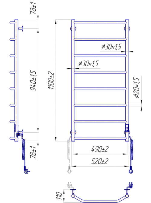 Електрична рушникосушарка Mario Трапеція HP -I 1090x530 TR K таймер-регулятор Київ - фото 8