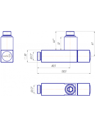 Крани для рушникосушки Mario квадратні G1/2" чорний мат Київ