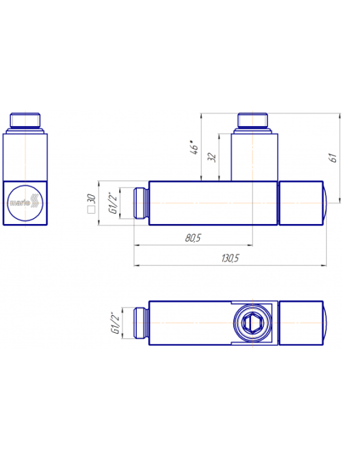 Крани для рушникосушки Mario квадратні G1/2" чорний мат Київ - фото 2