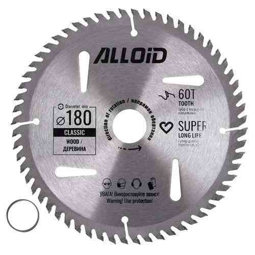 Диск пиляльний по дереву з твердосплавними напайками 180х25,4/22,2мм, 60 зубів Alloid Одеса