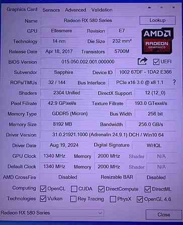 Відеокарта RX580 8Gb. Sapphire Nitro Київ