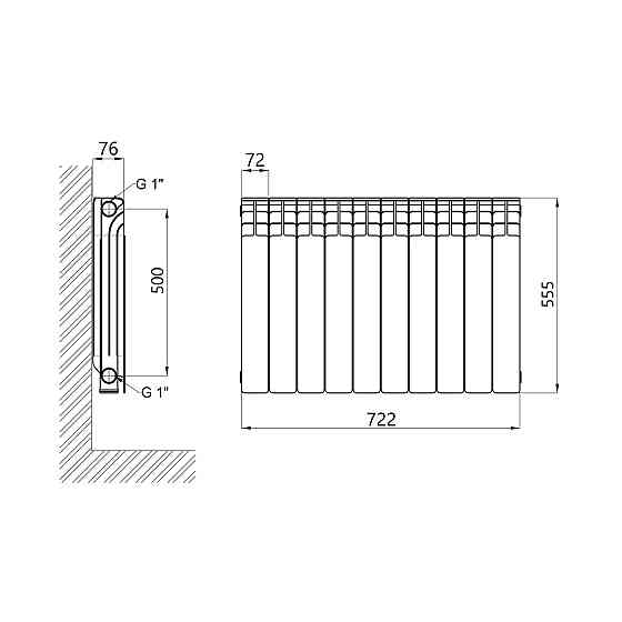 Радиатор биметаллический Thermo Alliance Bi-Ferrum 500/80 1,16 кг Киев