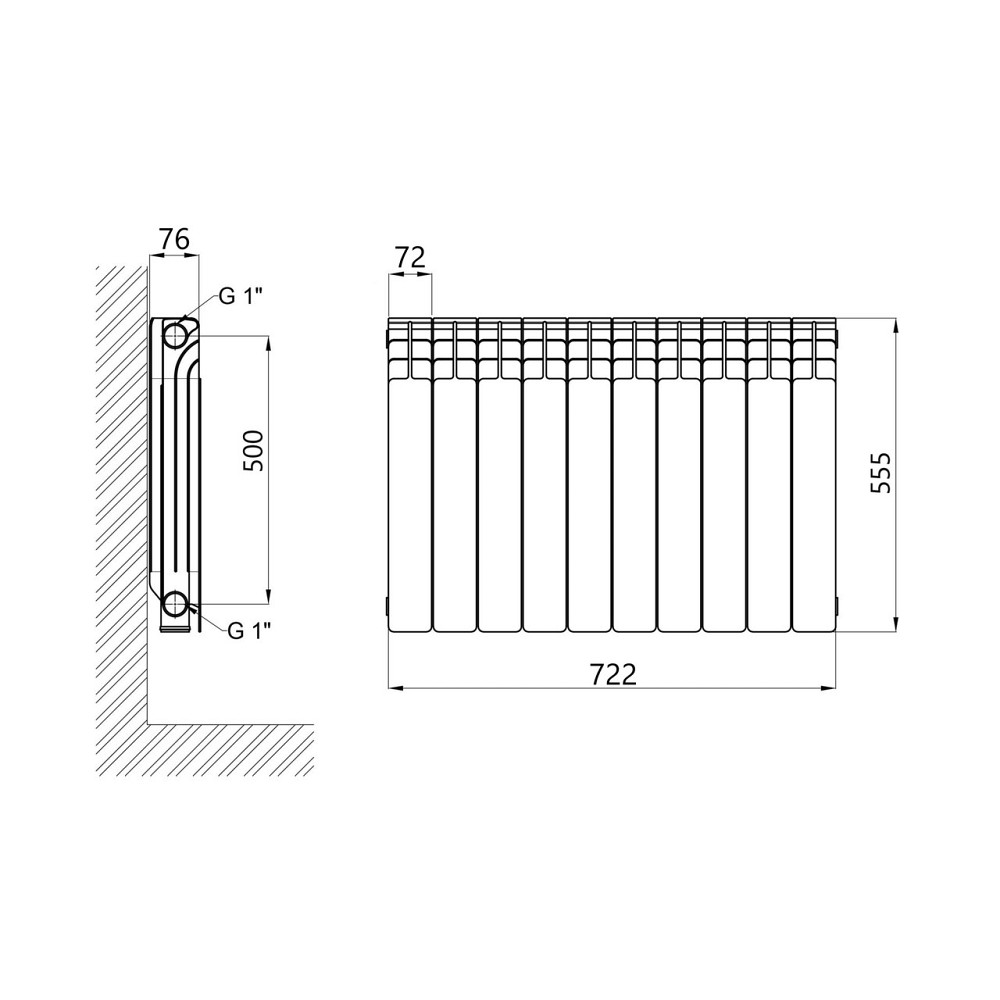 Радиатор биметаллический Thermo Alliance Bi-Ferrum 500/80 1,16 кг Киев - изображение 2