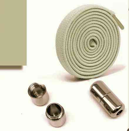 Шнурки эластичные без завязок с металлическими застежками Оливковый Смела