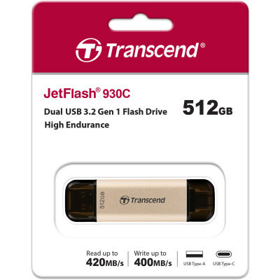 USB флеш накопичувач Transcend 512GB JetFlash 930C Gold-Black USB 3.2/Type-C (TS512GJF930C) Вінниця - фото 8