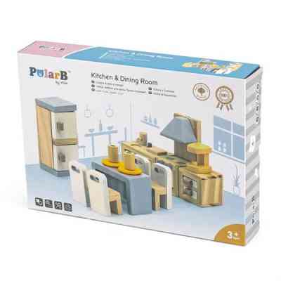 Ігровий набір Viga Toys Дерев&apos;яні меблі для ляльок PolarB Кухня і їдальня (44038) Вінниця