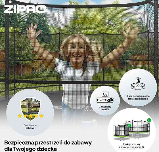Батут Zipro Jump Pro с внутренней сеткой 6 футов 183 см черно-зеленый Киев