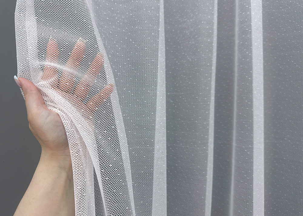 Тюль жаккард цвет белый с серым 1670т Киев - изображение 2