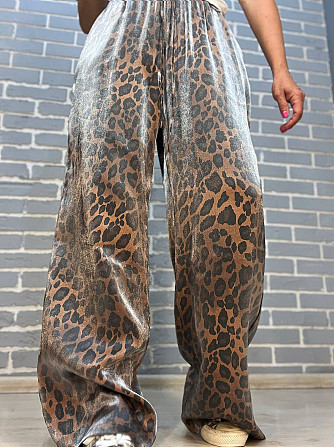 Брюки женские My fashion 1694 леопардовый принт palazzo широкие на резинке шелк one size коричневые, коричневый, one size Киев - изображение 8