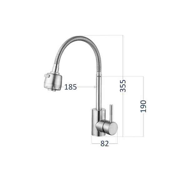 Змішувач для кухні Lidz Aria 015F41 з гнучким виливом (k35) LDARI015F41NKS45306 Nickel Київ