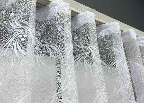 Коротка тюль, висотою 1,2м, жаккард колір білий 728т Київ