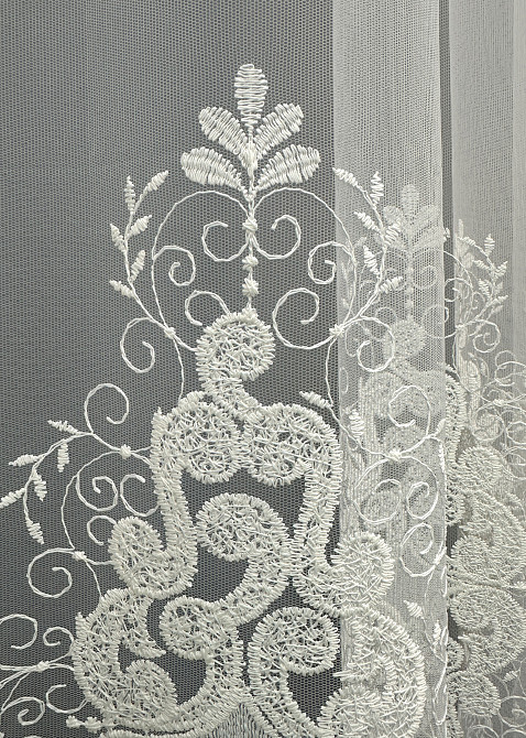 Тюль VR-Textil 1843т Фатин з вишивкою Молочний 300х250 см (42-0929) Київ - фото 6