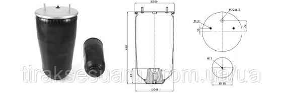 Пневморесора без стакана ROR; MERCEDES; WEWELER Пневмоподушка для прицепов с осями ROR; MERCEDES; WEWELER 2 шпильки 1 штуцер Луцк