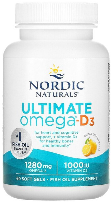 Рыбий жир + Д3 Nordic Naturals Ultimate Omega-D3 1000 мг 60 капсул Лимон Киев - изображение 1