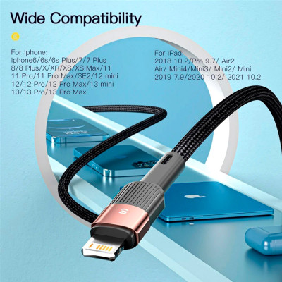 Дата кабель USB 2.0 AM to Lightning 2.0m 2.4A black Essager (EXCL-XCA01) Вінниця - фото 8