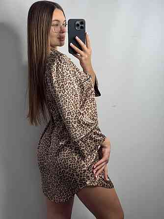 Женская ночная рубашка удлиненная шелковая Леопард 4 XL Харьков