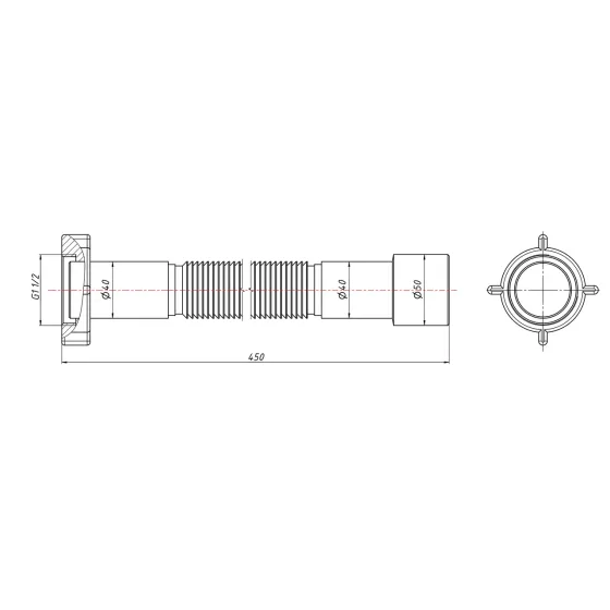 Гнучка труба Lidz (WHI) 60 01 G002 01 з накидний гайкою 1 1/2" довжина 1200 мм Київ