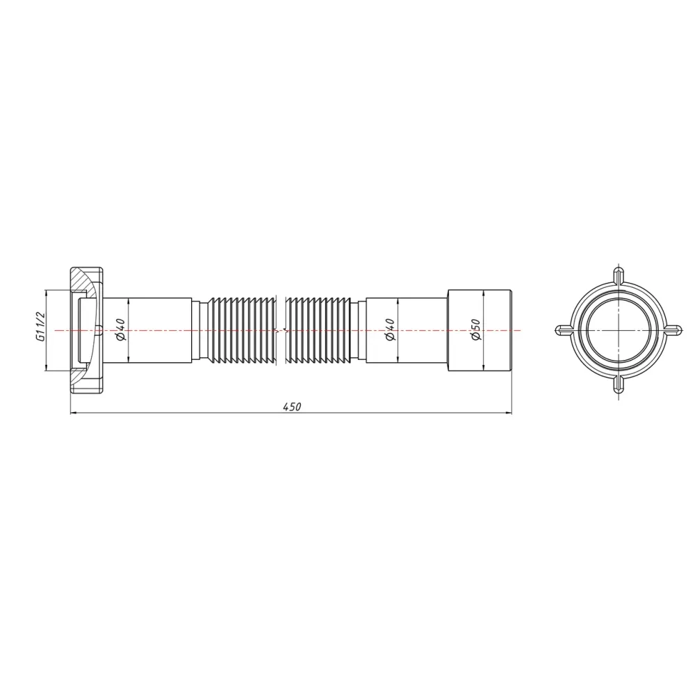 Гнучка труба Lidz (WHI) 60 01 G002 01 з накидний гайкою 1 1/2" довжина 1200 мм Київ - фото 5