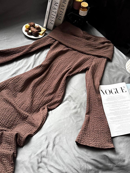 Женское элегантное нежное платье из нежного трикотажа букле Шоколад Одесса - изображение 1