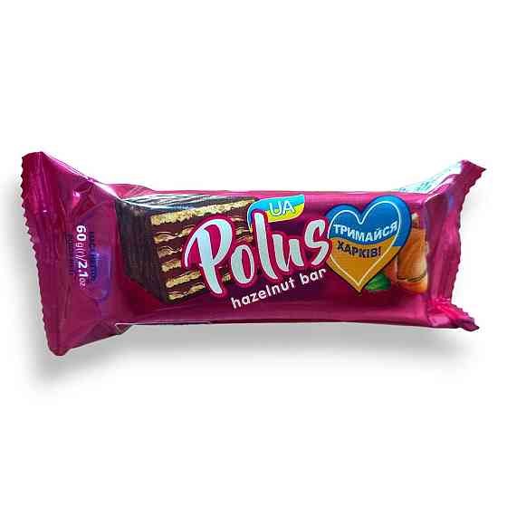 Вафельний торт Полюс Фундук 50 г — хрусткий десерт із горіховою начинкою в шоколадній глазурі Харків