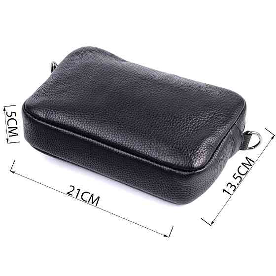 Класична сумка крос-боді із зернистої натуральної шкіри Shvigel 22842 Чорна Київ