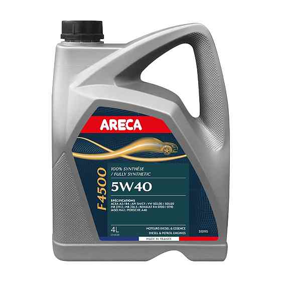 ARECA F4500 5W-40 4 л — високоякісна повністю синтетична моторна олива для бензинових і дизельних двигунів | 051519 Ковель