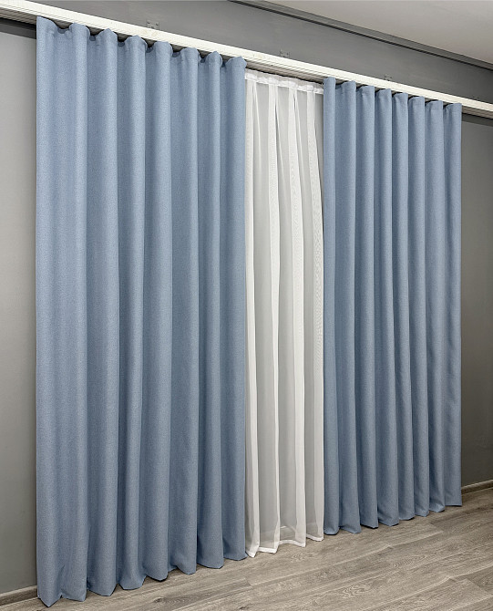 Комплект готових штор VR-Textil Блекаут двосторонній ASHEN NIGHT № 1839ш Блакитний 150х290 см 2 шт (33-0872) Київ - фото 4