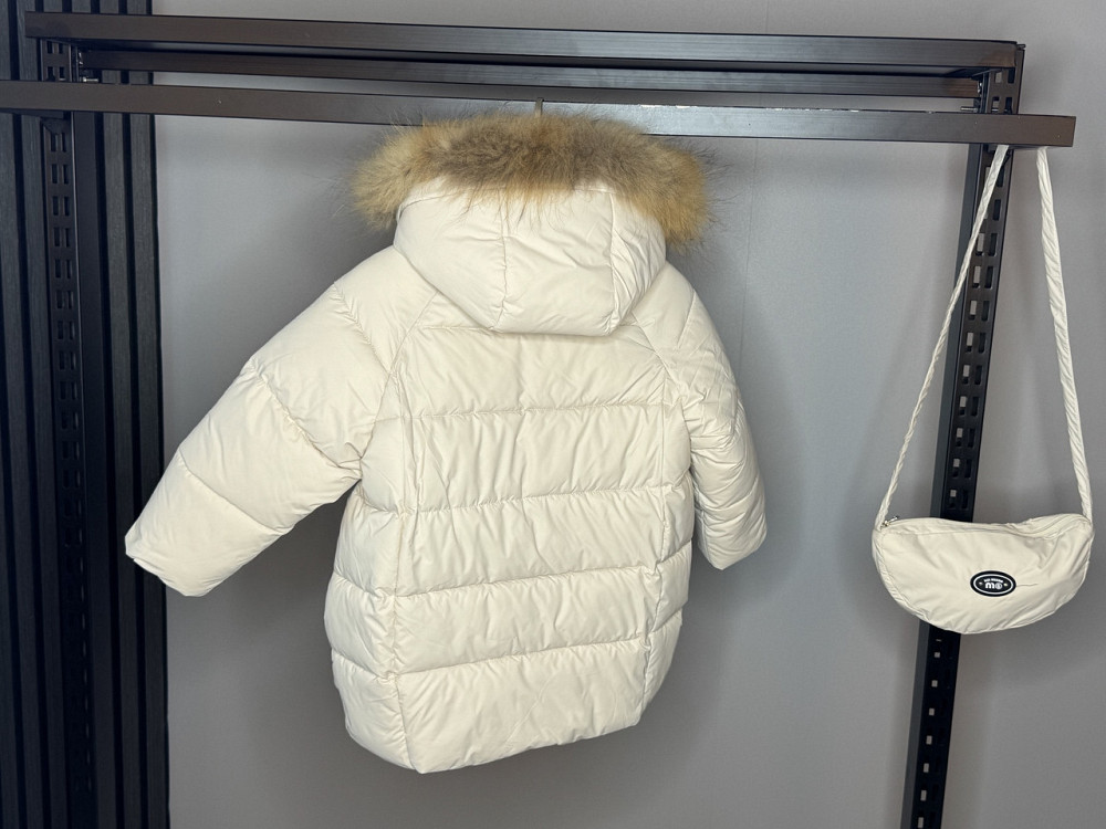 Детская зимняя куртка для девочки с сумкой на 4 года молочная Николаев - изображение 3