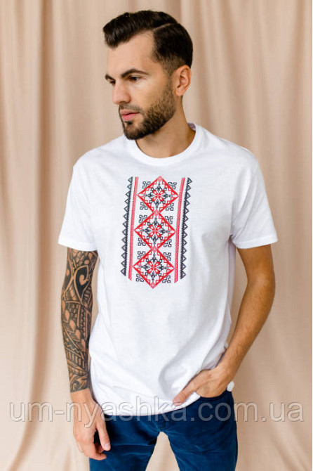 Мужская вышиванка с коротким рукавом футболка вышиванка Оберег Кривой Рог - изображение 4