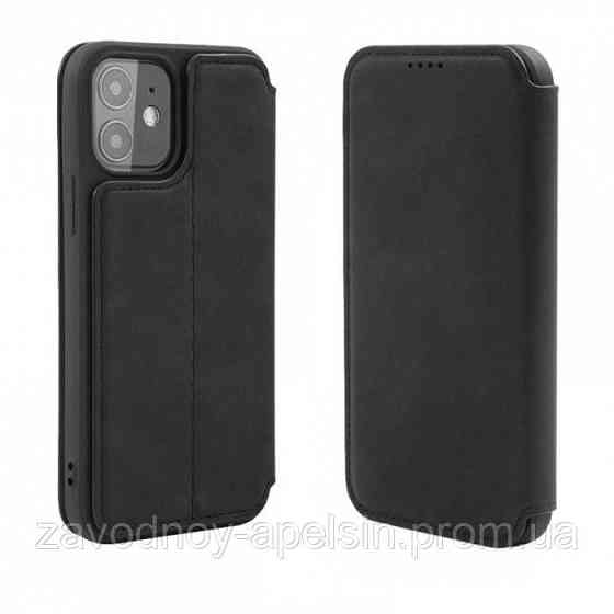 Чехол книжка iPhone 12 mini Кожаный (черный) Одесса
