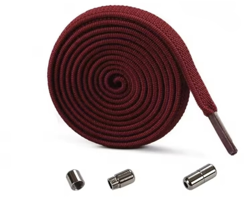 Шнурки эластичные без завязок с металлическими застежками Бордовый Смела - изображение 1
