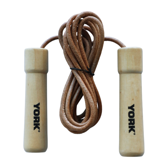 Скакалка York Fitness Leather Skip з дерев'яними ручками Київ