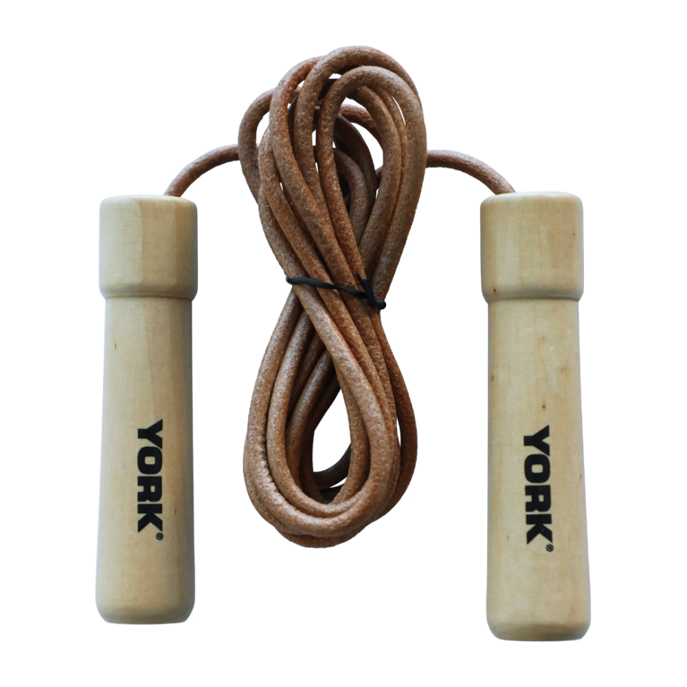Скакалка York Fitness Leather Skip з дерев'яними ручками Київ - фото 1