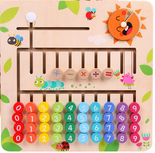 Дошка логічна дерев'яна цифри математичних знаків (C 64030) Чернігів - фото 1