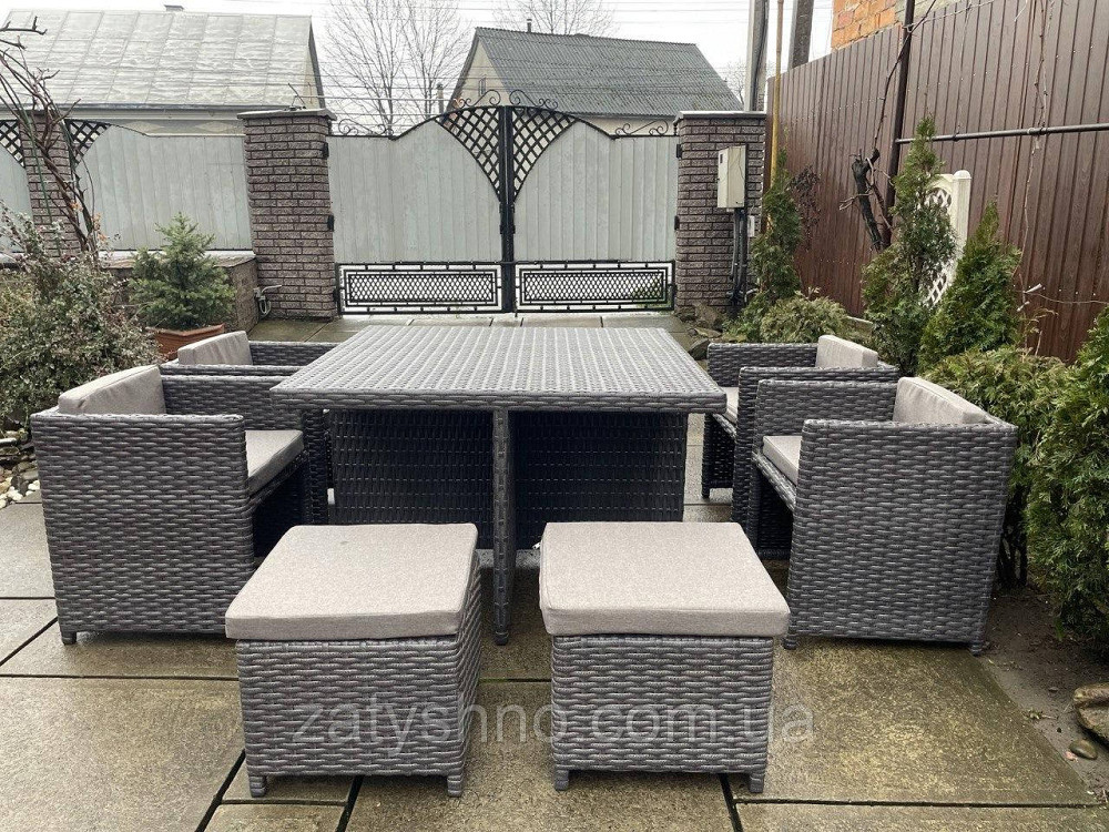 Ротангові меблі вуличні складні з пуфами та подушками Київ - фото 4