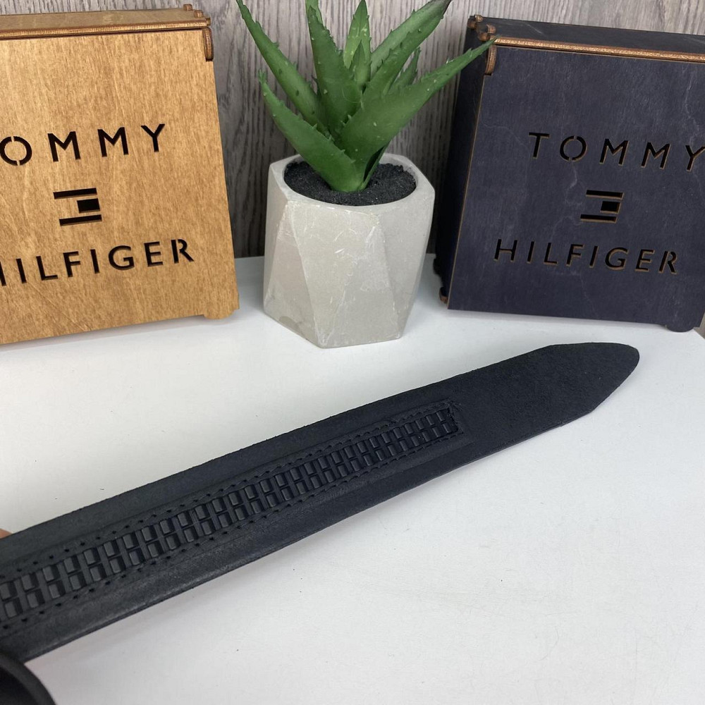 Чоловіча шкіряна ремінь автомат стиль Tommy Hilfiger, пояс з натуральної шкіри Томмі чорний ( 29875 ) Харьков - изображение 5